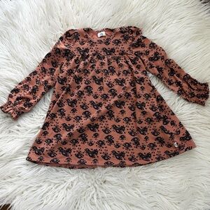 Charming Floral Kids Dress in Brown and Black